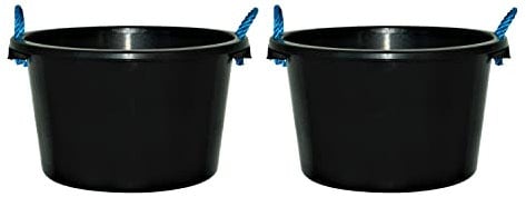 M1SS (Set of 2)- 45L Black Heavy Duty Plasterer Mixing Cement Muck Water TUB/Bucket Storage Bucket with Rope Handles