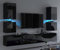 Furnitech Wohnwand Wohnzimmer | Wohnzimmer Möbel mit LED RGB - 16 Farben | Hängend Wohnwand Modern | Wohnzimmer Schrankwand mit Regale und TV Schrank (C75-HG-B1 1A Schwarz)