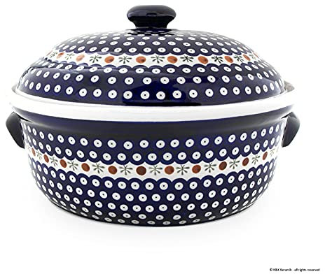 Bunzlauer Keramik Brottopf mit Deckel rund XXL 36,5 x 23,0 cm Dekor 41