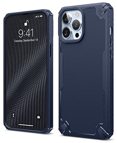 elago Armor Case Compatible with iPhone 13 Pro Max Case (6.7), Heavy-Duty Protective Case, Premium TPU, Carbon Fiber Texture, Tough Rugged Design, Full Body Protection, Shockproof Cover (Jean Indigo)