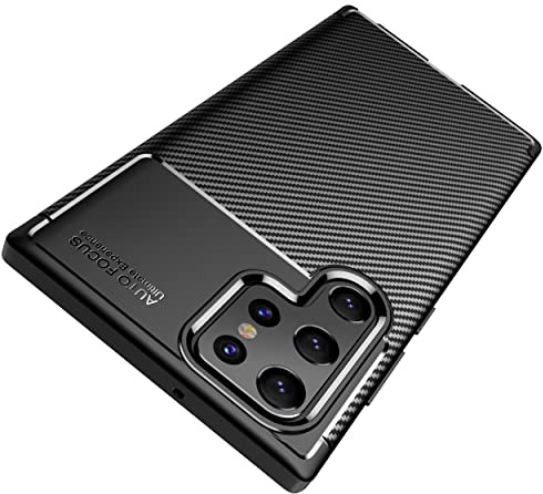 AVANA Hülle für Samsung Galaxy S22 Ultra Schutzhülle Flexibles Slim Case Schwarz Schutz Silikon TPU Schale Kratzfest Handyhülle Bumper Cover Carbon Optik