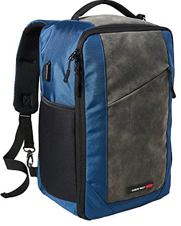 Cabin Max Manhattan Travel Bag | Ryanair Cabin Bags 40x20x25 | Laptop Bag/Shoulder Bag (Blue RPET with USB 40x20x25cm)