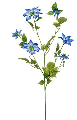 artplants.de Künstliche Clematis Hikari, blau, 110cm - Deko Blumenzweig