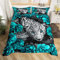3D Cheetah Comforter Cover Teal Rose Leopard Print Bedding Set For Women Romanic Flowers Duvet Cover African Safari Animals Bed Set Animal Hide Spot Wild Safari Theme Room Decor Double