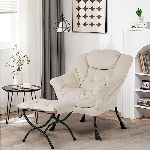 SESHINELL Lazy Chair mit Ottomane, moderner Akzentstuhl, zeitgenössischer Lounge-Sofastuhl mit Armlehnen, Lesestuhl für Wohnzimmer, Schlafzimmer, Büro