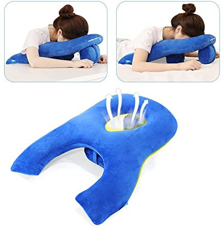 Gesichts-Down-Kissen nach Augenchirurgie für schlafendes Genes Kissen mit Gesichtsloch-Massage-Kopfstütze für Bett Napping Desk Kissen Lose Retina Vitrektomie Recovery Ausrüstung Kopf Positionierung