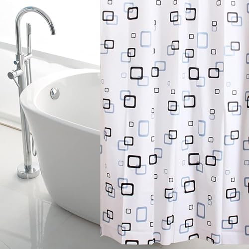 Lkw Ogechi 200/220/240cm Drop PEVA Duschvorhang, Halbtransparent Wasserdicht Antischimmel Badezimmervorhang mit Quadratischem Muster, Extra Breite PEVA Waschbar Duschvorhang (200x240cm)