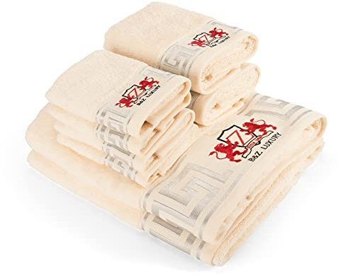 B&Z Luxury Set Asciugamani da bagno Panna 500gr pregiato BAMBOO e Cotone, 2 teli doccia 4 asciugamani viso 2 panni bidet, SUPER assorbenti SOFFICI - telo mani ospiti palestra certificati oekotex