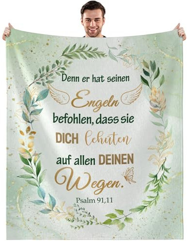 Christliche Geschenke, Kuscheldecke Flauschig mit Bibelvers Geschenkideen Religiöse Inspirierende Geschenke für Frauen Männer Weiche Decke 130x150cm