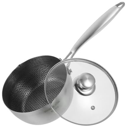 Housoutil Wok De Acero Inoxidable Olla Antiadherente Tipo Panal Olla Freidora Tazón De Metal Para Cocinar Olla De Caldo Sartén Acero Inoxidable 304 Con Cubierta Bandeja De Nieve