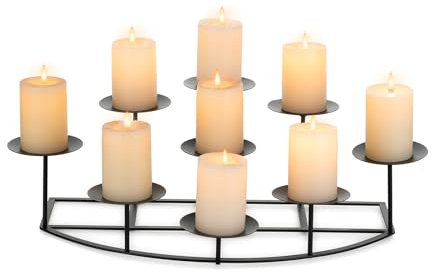 Candeldo Candelabra Fireplace Candle Holder: Black Metal Pillar Candle Holders for Inside Fireplace Mantle Decor Floor Candelabras Candles Stand Table Centerpiece Large