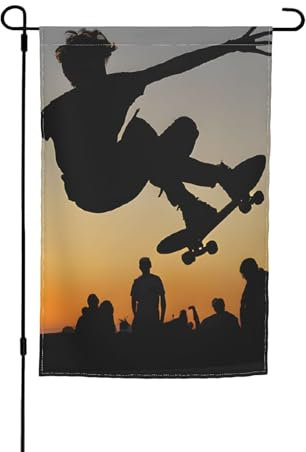 (Skateboard) 30 x 45 cm, doppelseitige Gartenflagge, Outdoor-Banner, Flagge für den Außenbereich, Hof-Dekoration