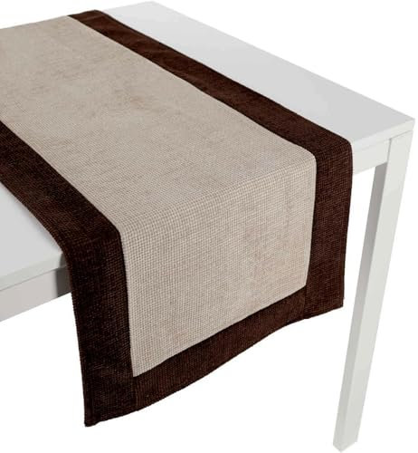 IL BOTTEGONE Runner da tavola in tessuto jacquard cinigliato Made in Italy (Ecrù, 45x130 cm)