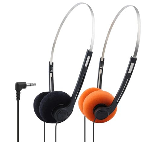 LQMBABY 2Pcs Retro Over-Ear Earphones, Mini Stereo Lightweight Headphones with Cord, 80s 90s Vintage Headset Wired, Hi-Fi Stereo Earphone for Most Mobile Phones Playback Pevices Headphones