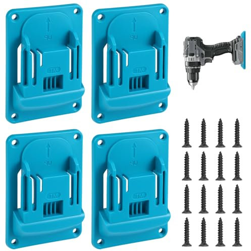 4 Stück Wandhalterung Werkzeughalter für Makita 18v Elektrowerkzeug, 11,4x8,1cm Bohrerhalter für Elektrowerkzeuge mit 16 Schrauben, Werkzeughalter für die Wand für Werkstatt Garage Maschine Verwenden
