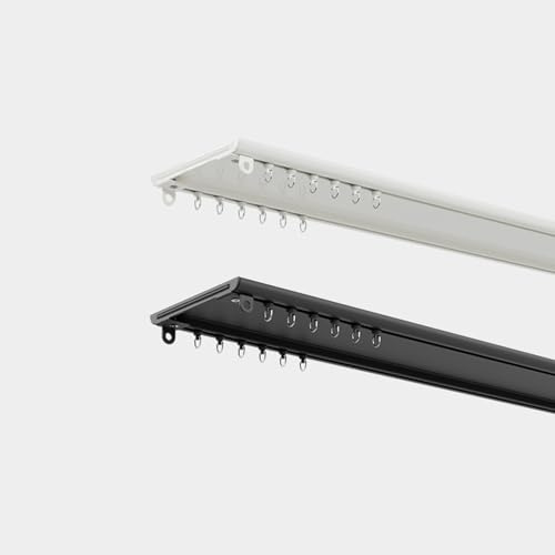 Rail Rideau Plafond 300cm en Aluminium, Tringle Double Rideaux Blanc Ultra Fins, Rail Rideaux Plafond pour Salon Balcon Séparateur De Pièce