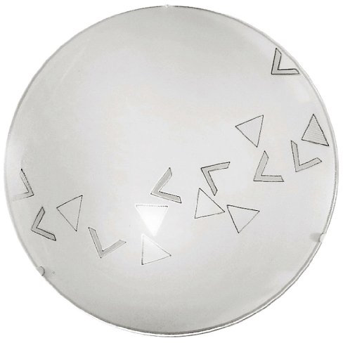 EGLO Deckenlampe Mars, 1 flammige Wandleuchte, Deckenleuchte aus Stahl, Farbe: Weiß, Glas: Weiß satiniert Motiv Dreiecke, Fassung: E27