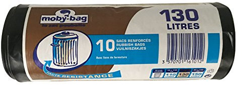 dart france Sac Poubelle Noir 130 L - Pack de 10 Unités - Résistant - Sans Parfum - Pour Déchet Industriel