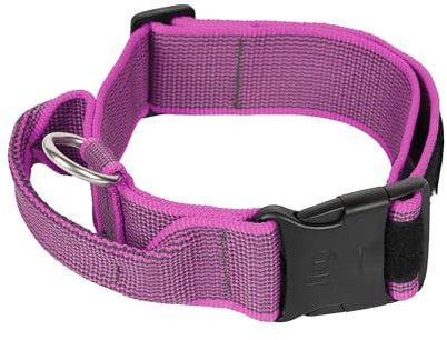 JULIUS K-9 200HA-K-PN-2015 Color & Gray series-K9-Halsband mit Haltegriff, Sicherheitsverschluss und Logo und Sicherheitsverschluss, 50 mm*49-70 cm, verstellbar, pink-grau, 50 mm (49-70 cm)
