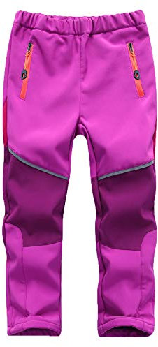 Echinodon Kinder Softshellhose Gefüttert Hose Wasserabweisend Winddicht Atmungsaktiv Jungen Mädchen Outdoor Wandern Freizeit Hose Herbst Winter Violett S