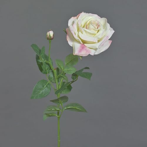 artplants.de Künstliche Rose Janine, zartrosa, Deluxe, 70cm, Ø 12cm - Künstliche Blume - Deko Rose
