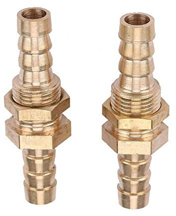 2 Pcs Tuyau Barb Laiton Cloison Raccord de Tuyau Raccord Coupleur Connecteur Adaptateur pour la Connexion de Tuyau(6mm)