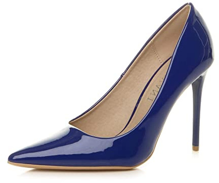 AJVANI Womens Ladies high Heel Pointed Contrast Court smart Party Work Shoes Pumps Size