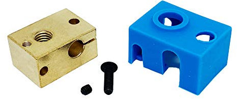 3Wthings 3D Drucker Kupfer-Messing Heizblock/Copper Brass Heatblock Hotend für E3D V6 PT100 mit Silikon Socke (Blau)