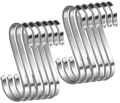Ganchos en forma de S, 12 paquetes de ganchos en forma de S, ganchos de metal resistentes para macetas colgantes y sartenes, toallas en la cocina, dormitorio, baño, oficina y jardín