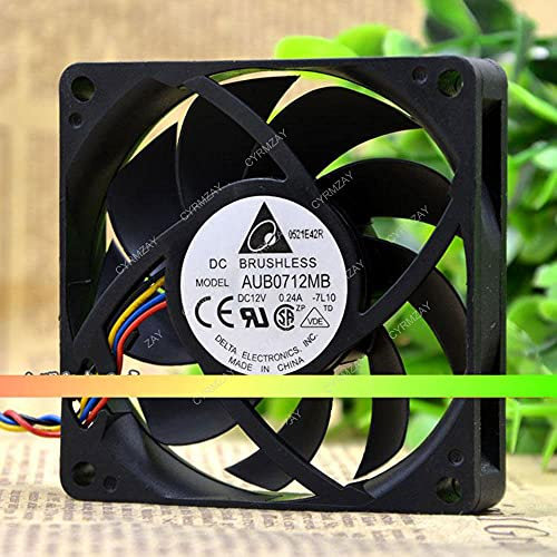 CYRMZAY Compatible for Delta AUB0712MB 12V 0.24A 4-Wire CPU fan 7cm PWM mute CPU fan