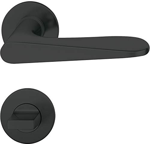 FSB Türbeschlag 1144 | Türgriff auf Flachrosette WC, 38-42 | schwarz matt