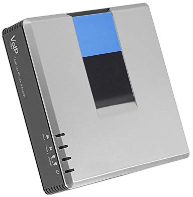 Socobeta Adaptateur de téléphone VoIP Passerelle VoIP Adaptateur de téléphone Internet 2 Ports Câble SIP RJ45 pour PAP2T(Prise UE)