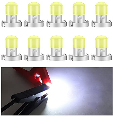 Biqing 10PCS T3 Ampoules LED B8.3D LED Ampoules de Tableau de Bord COB 1SMD 12V pour Voiture Intérieur Jauge d'instrument Cluster Indicateur Lumineux Panneau Tableau de Bord Lampe Blanc
