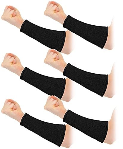 3 Paar Armprotektoren für dünne Haut und Bluterguss, schnittfest, Unterarmhülse, Level 5, Verbrennungsschutz, Schwarz, 20 cm