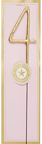 schenken-24 Wunderkerzen Zahlen & Symbole für Geburtstag, Jubiläen und Feierlichkeiten, Auswahl:Zahl 4