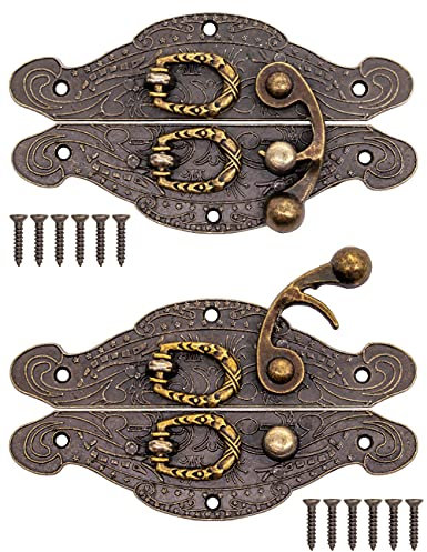 FUXXER® 2 chiusure antiche, ganci a blocco, design in ferro bronzo, 90 x 50 mm, set da 2 pezzi