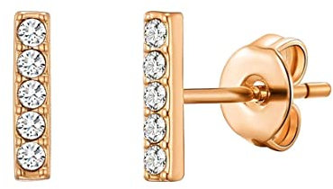 Philip Jones Rose Gold Plated Bar Earrings Created with Zircondia® Crystals
