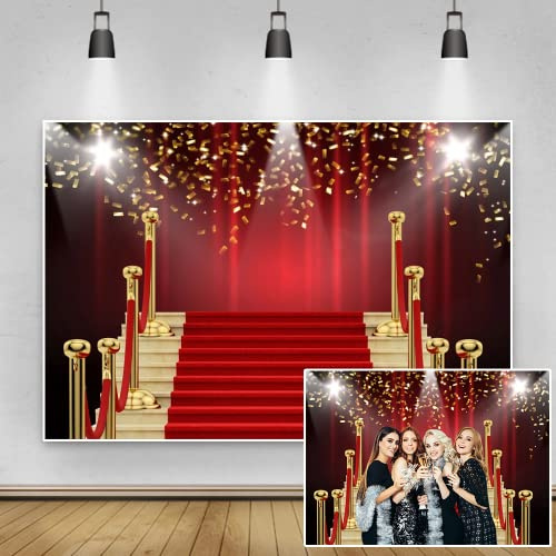 Renaiss 3x2m Roter Teppich Hintergrund Spotlight Podium Hintergrund Geburtstagsfeier Dekoration Filmstar Event Banner Kinder Erwachsene Porträtfotografie Fotostudio Requisiten Vinyl