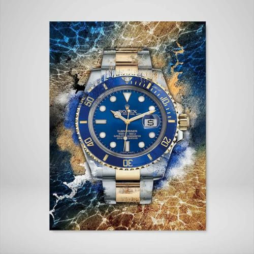 DEVICI Wandbilder – Rolex Submariner Bluesy Two-Tone – Wandbilder Wohnzimmer, Büro, Bilder Leinwand, Poster & Kunstdrucke, Wanddekoration Wohnzimmer