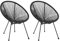 vidaXL 2X Moon Gartenstuhl Lounge Gartensessel Sessel Stuhl Outdoor Balkonstuhl Relaxsessel Relaxstuhl Gartenmöbel Terrasse Rattan Schwarz
