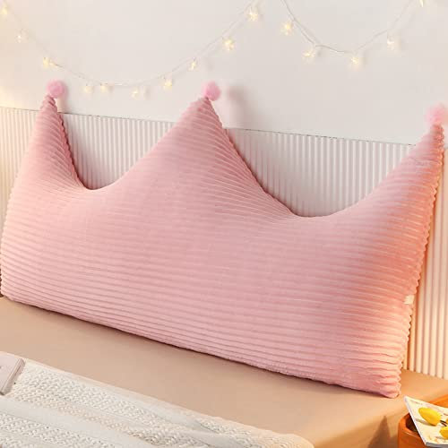 ZZYK Bettkissen Rueckenlehne Keilkopfteilkissen PP-Baumwollfüllkopfteil Lesekörper Kissenkissenkönig-Trägerkissen Weiches Bolster Großes Rückenkissen Mit Abnehmbarem Cover,Rosa,79/200cm