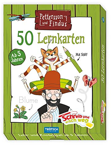 TRÖTSCH - Pettersson und Findus Lernkarten Schreib und wisch Weg : Übungskarten Lernspiel Vorschule Grundschule