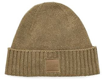 BOSS Herren Gewebte Strickmütze mit Logo Beanie-Mütze, Grünes Holz, Einheitsgröße