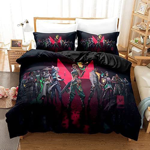 CHAOSE VALORANT Bettbezug-Set Mit Reißverschluss 3-teiliges Bettwäsche-Set Mit 2 Kissenbezügen 50 X 75 cm (Strahlend 04,135 x 200 cm)