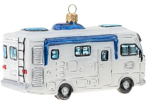 Christbaumschmuck- Weihnachtskugel aus Glas- Reisemobil- 12 cm