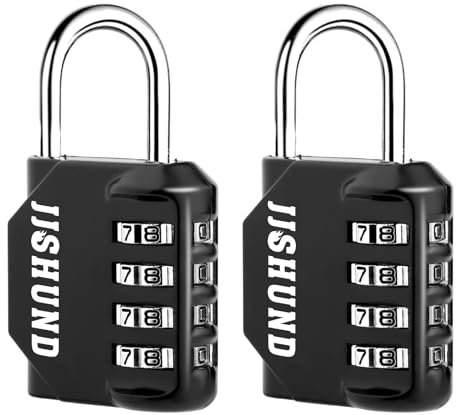 2 Pcs Cadenas Code 4 Chiffres, Alliage de Zinc Cadenas à Code Étanche, Antirouille Cadenas Casier Code pour Placard Gym Garage Boîte à Outils (Noir)