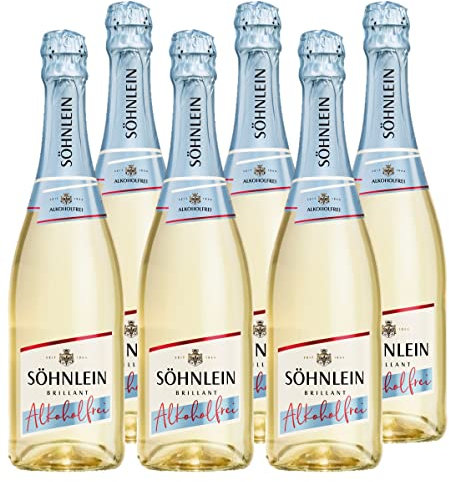 Söhnlein Brillant Alkoholfrei (6x0,75 l) – Prickelnder Genuss ohne Alkohol – Alkoholfreier Sekt mit elegantem Geschmack, passend für besondere Anlässe