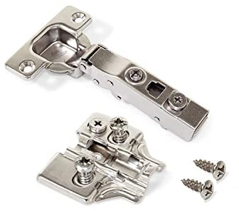 Qliving 20x Schrankscharnier 35 mm aufliegend Möbelscharnier mit Soft Close Funktion Topfscharnier Stahl vernickelt Öffnungswinkel 100° inkl. Euro-Schrauben