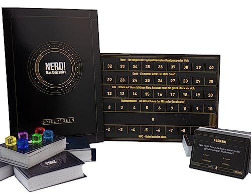getDigital Nerd-Quiz Wissensspiel (Deutsch) - Ratespiel Kartenspiel mit Fragen zu verschiedenen Fandoms, Wissenschaft, Technik und Geschichte - 2-6 Spieler, für Erwachsene und Kinder ab 14 Jahren