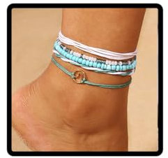 Prosy Lot de 5 bracelets de cheville en corde tressée bleue pour femmes et filles